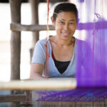 Silk weaving at Ban Baw, an old village located on the banks of the Mekong between Pakbeng and Luang Prabang